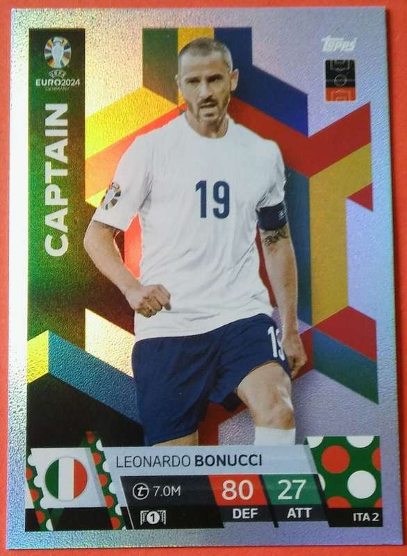 LEONARDO BONUCCI - Topps `UEFA EURO 2024` Collection - FOIL`CAPTAIN` Trading Card ITA2
