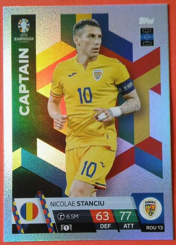 NICOLAE STANCIU - Topps `UEFA EURO 2024` Collection - FOIL`CAPTAIN` Trading Card ROU13