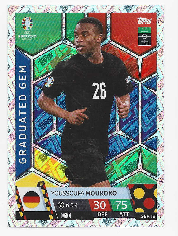 YOU. MOUKOKO - Topps `UEFA EURO 2024` Collection - FOIL`GRADUATED GEM` Trading Card GER18