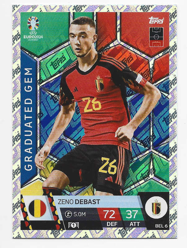 ZENO DEBAST - Topps `UEFA EURO 2024` Collection - FOIL`GRADUATED GEM` Trading Card BEL6