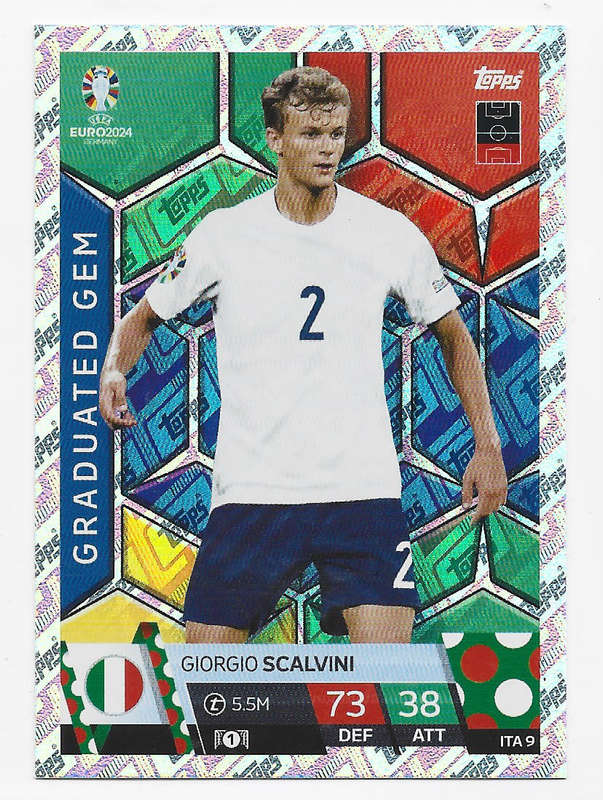 GIORGIO SCALVINI - Topps `UEFA EURO 2024` Collection - FOIL`GRADUATED GEM` Trading Card ITA9