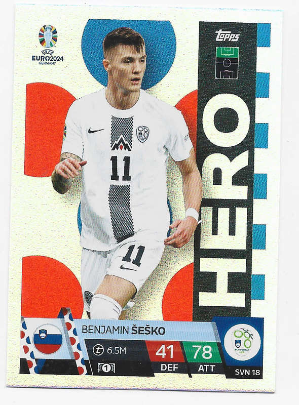 BENJAMIN SESKO - Topps `UEFA EURO 2024` Collection - FOIL`HERO` Trading Card SVN18
