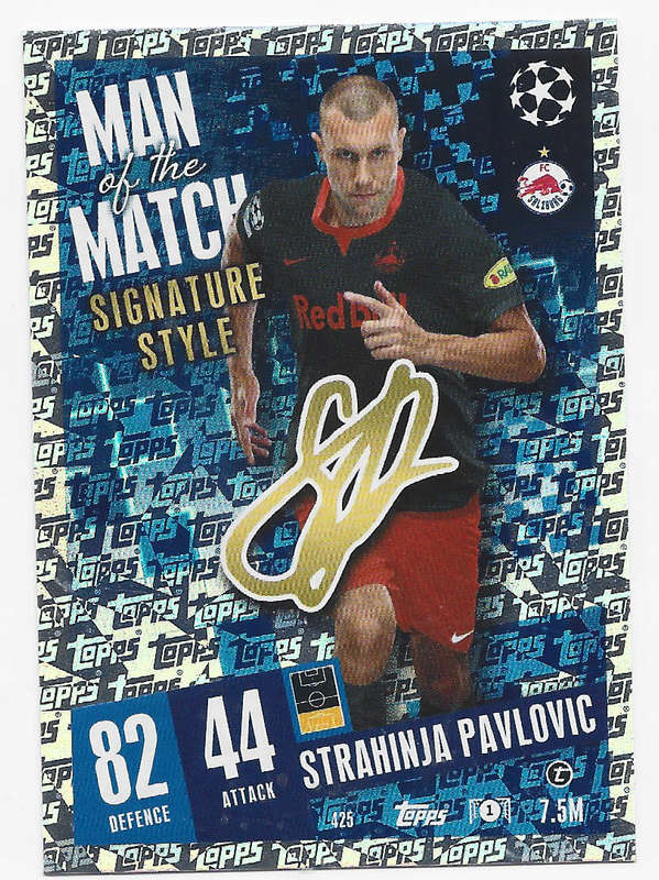 STRA. PAVLOVIC - TOPPS `CHAMPIONS/EUROPA LEAGUE` 2023/24 -  "SIGNATURE MAN of the MATCH" CARD