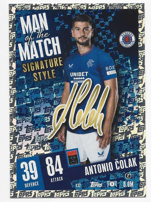 ANTONIO COLAK - TOPPS `CHAMPIONS/EUROPA LEAGUE` 2023/24 -  "SIGNATURE MAN of the MATCH" CARD