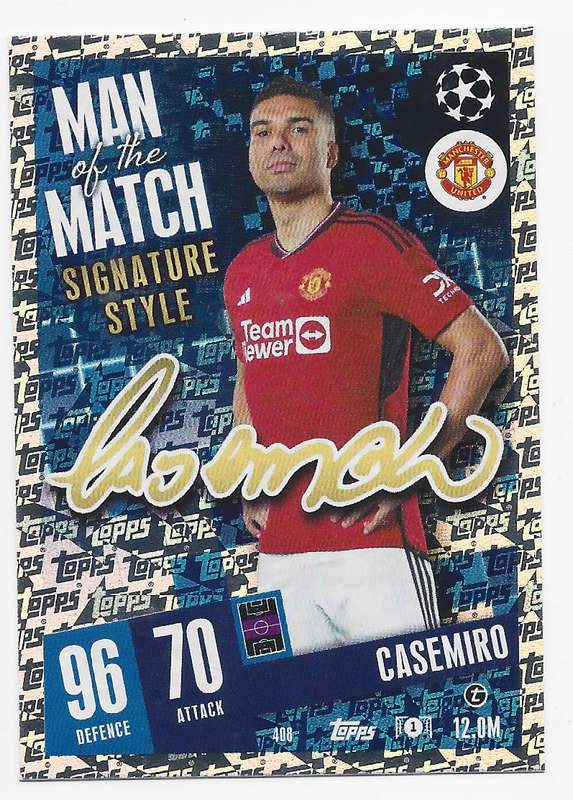 CASEMIRO - TOPPS `CHAMPIONS/EUROPA LEAGUE` 2023/24 -  "SIGNATURE MAN of the MATCH" CARD