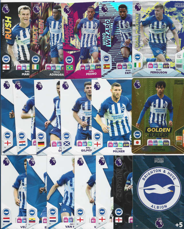 BRIGHTON & HOVE - PANINI English Premier League PLUS 2024 - COMPLETE TEAM SET of 18 TRADING CARDS