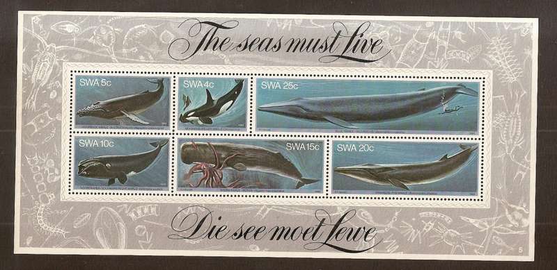 SOUTH WEST AFRICA - 1980 WHALES Miniature Sheet 5 MNH