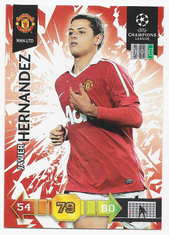 JAVIER HERNANDEZ (Man. United) - PANINI `CHAMPIONS LEAGUE` 2010/11 - `BASE` TRADING CARD