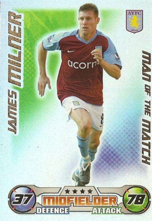 JAMES MILNER - TOPPS `MATCH ATTAX EXTRA` 2008/09 - FOIL `MAN of the MATCH` TRADING CARD