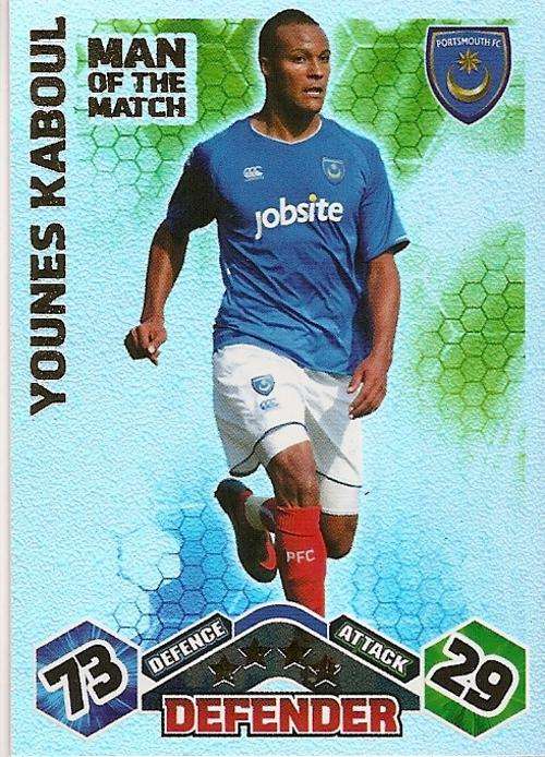 YOUNES KABOUL - MATCH ATTAX 2009/10 - `MAN of the MATCH` FOIL TRADING CARD