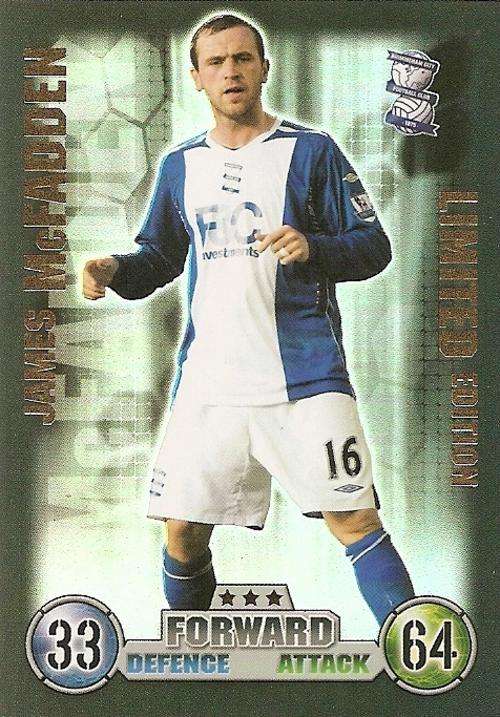 JAMES McFADDEN - TOPPS `MATCH ATTAX` 2007/08 -  FOIL `LIMITED EDITION` TRADING CARD