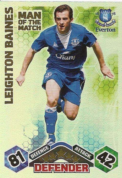 LEIGHTON BAINES - MATCH ATTAX 2009/10 - `MAN of the MATCH` FOIL TRADING CARD