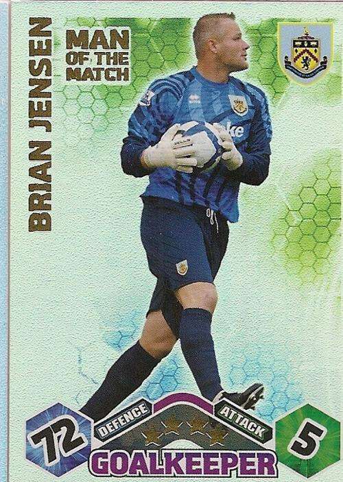 BRIAN JENSEN - MATCH ATTAX 09/10 - `MAN of the MATCH` FOIL TRADING CARD