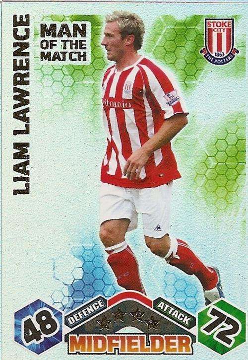 LIAM LAWRENCE - MATCH ATTAX 2009/10 - `MAN of the MATCH` FOIL TRADING CARD