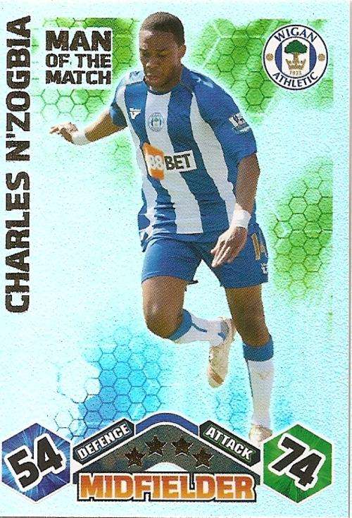 CHARLES N`ZOGBIA - MATCH ATTAX 2009/10 - `MAN of the MATCH` FOIL TRADING CARD