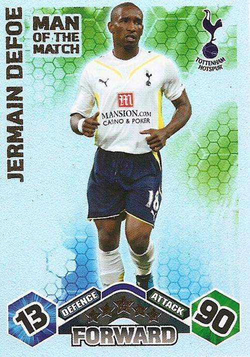JERMAINE DEFOE - MATCH ATTAX 2009/10 - `MAN of the MATCH` FOIL TRADING CARD