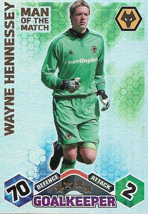 WAYNE HENNESSEY - MATCH ATTAX 2009/10 -  `MAN of the MATCH` FOIL TRADING CARD