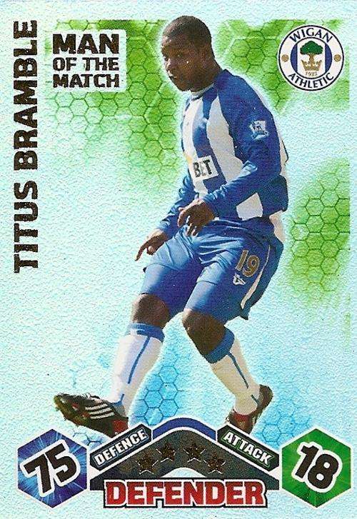 TITUS BRAMBLE - MATCH ATTAX 2009/10 - `MAN of the MATCH` FOIL TRADING CARD