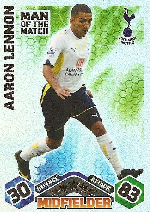 AARON LENNON - MATCH ATTAX 2009/10 - `MAN of the MATCH` FOIL TRADING CARD