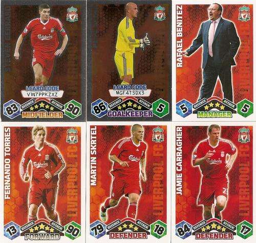 MATCH ATTAX 09/10 - LIVERPOOL COMPLETE TEAM of 19 CARDS