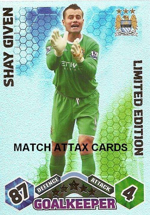 MATCH ATTAX 09/10 - SHAY GIVEN `RARE` LIMITED EDITION TRADING CARD