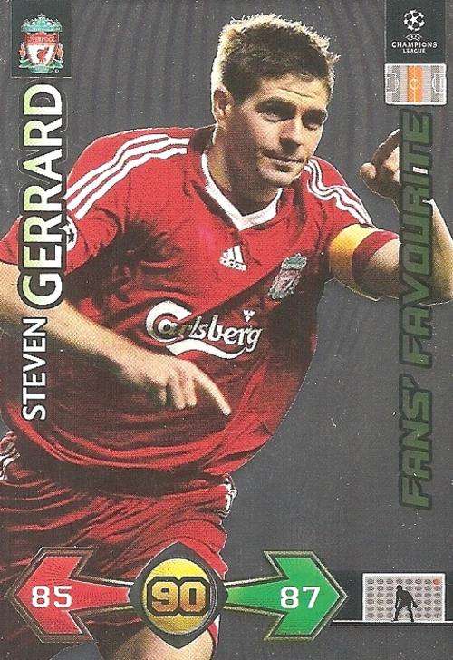 STEVEN GERARD - PANINI `CHAMPIONS LEAGUE S/STRIKES 2009/10` - FOIL `FANS FAVOURITE` TRADING CARD