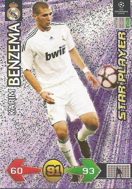 KARIM BENZEMA - PANINI `CHAMPIONS LEAGUE S/STRIKES` 2009/10 - `STAR PLAYER` TRADING CARD