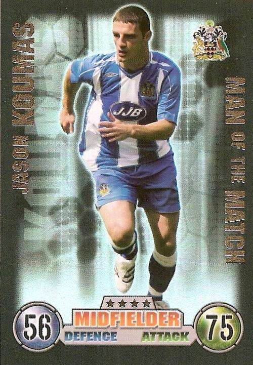 MATCH ATTAX 2007/08 - JASON KOUMAS `MAN of the MATCH` TRADING CARD