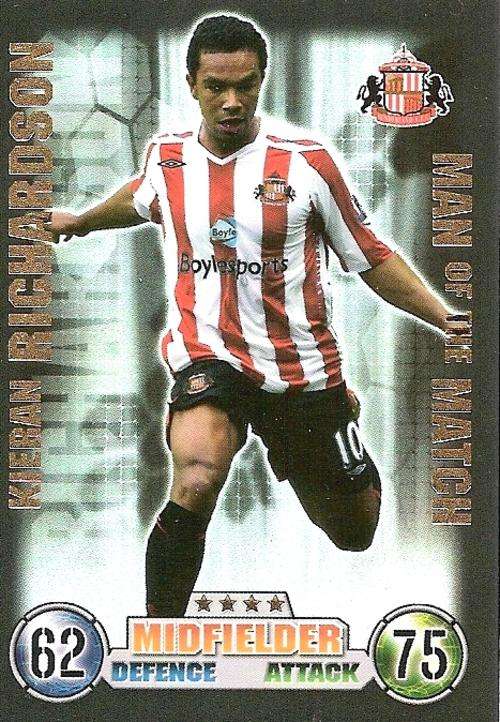 MATCH ATTAX 2007/08 - KEIRAN RICHARDSON `MAN of the MATCH` TRADING CARD