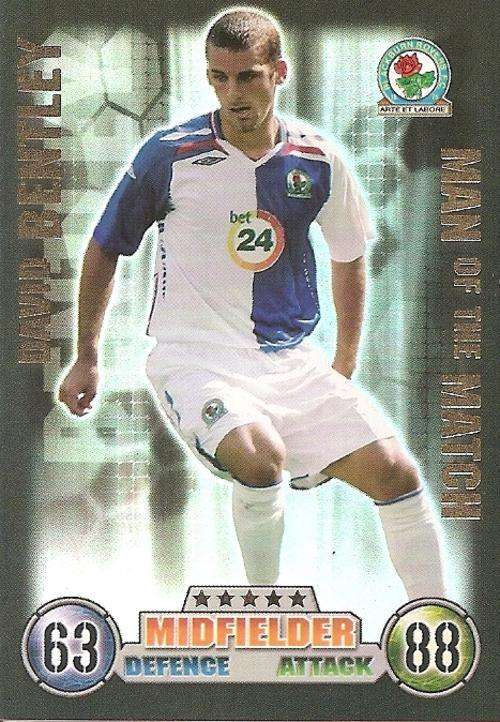 MATCH ATTAX 2007/08 - DAVID BENTLEY `MAN of the MATCH` TRADING CARD