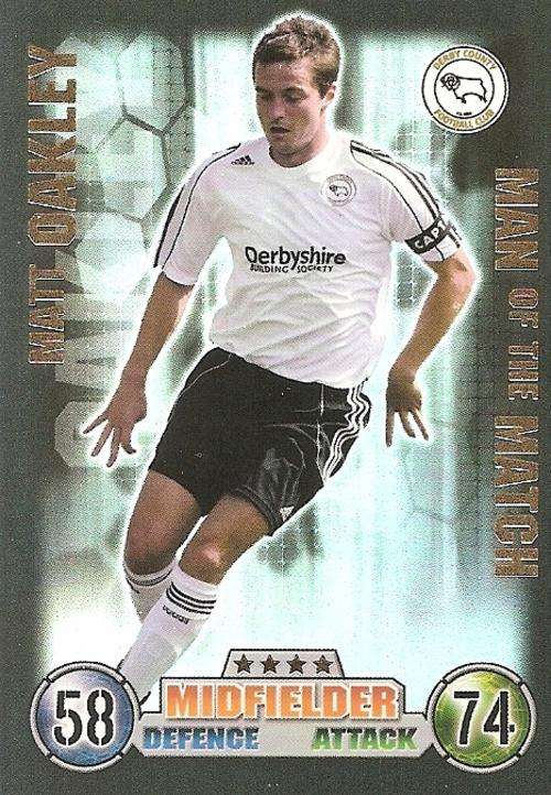 MATCH ATTAX 2007/08 - MATT OAKLEY `MAN of the MATCH` TRADING CARD