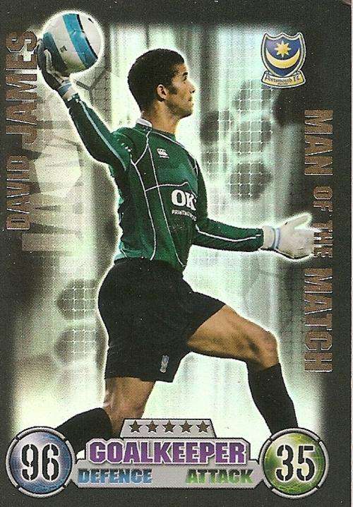 MATCH ATTAX 2007/08 - DAVID JAMES `MAN of the MATCH` TRADING CARD