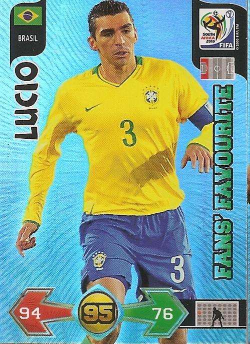 LUCIO - PANINI FIFA WORLD CUP 2010 COLLECTION - FOIL `FANS FAVOURITE` TRADING CARD
