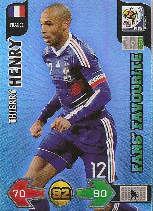 THIERRY HENRY - PANINI FIFA WORLD CUP 2010 COLLECTION -  FOIL `FANS FAVOURITE` CARD