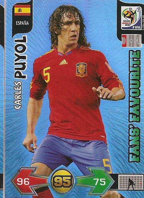 CARLES PUYOL - PANINI FIFA WORLD CUP 2010 COLLECTION -  FOIL `FANS FAVOURITE` CARD