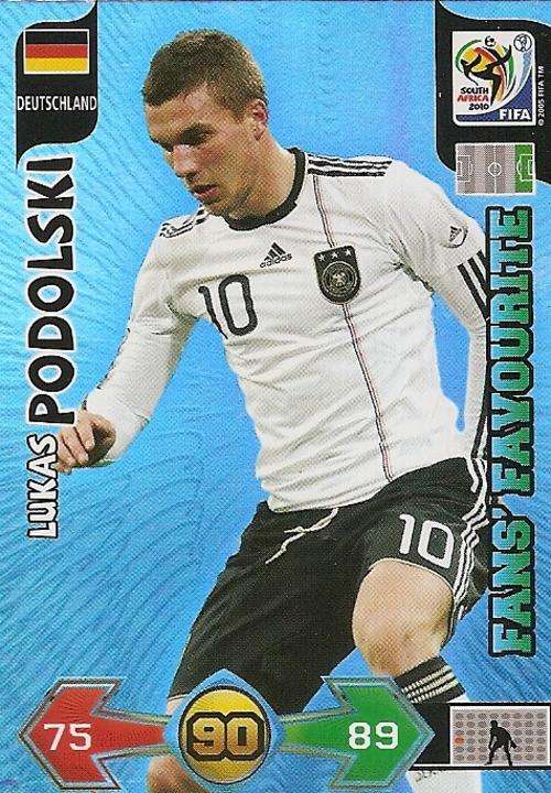 LUKAS PODOLSKI - PANINI FIFA WORLD CUP 2010 COLLECTION - FOIL `FANS FAVOURITE` TRADING CARD