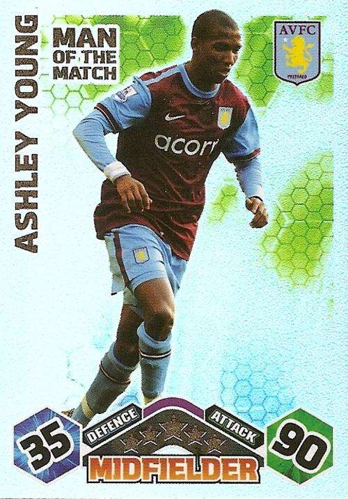 ASHLEY YOUNG - MATCH ATTAX EXTRA 2009/10 - `MAN of the MATCH` FOIL TRADING CARD