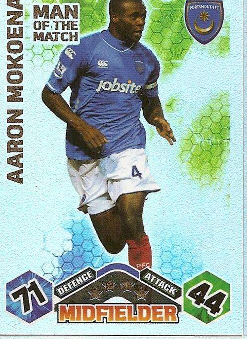 AARON MOKOENA - MATCH ATTAX EXTRA 2009/10 - `MAN of the MATCH` FOIL TRADING CARD