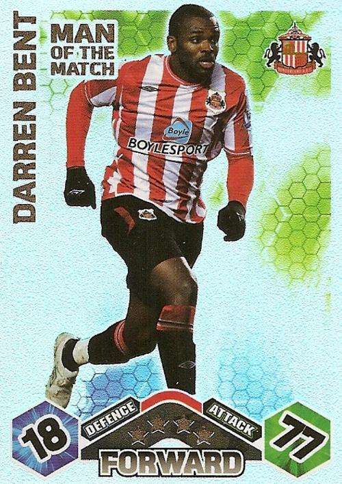 DARREN BENT - MATCH ATTAX EXTRA 2009/10 - `MAN of the MATCH` FOIL TRADING CARD