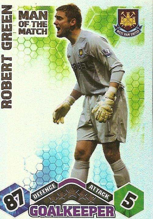 ROBERT GREEN -MATCH ATTAX EXTRA 2009/10 - `MAN of the MATCH` FOIL TRADING CARD