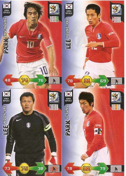 FIFA 2010 ADRENALYN XL - KOREA REPUBLIC COMPLETE BASE TEAM OF 4
