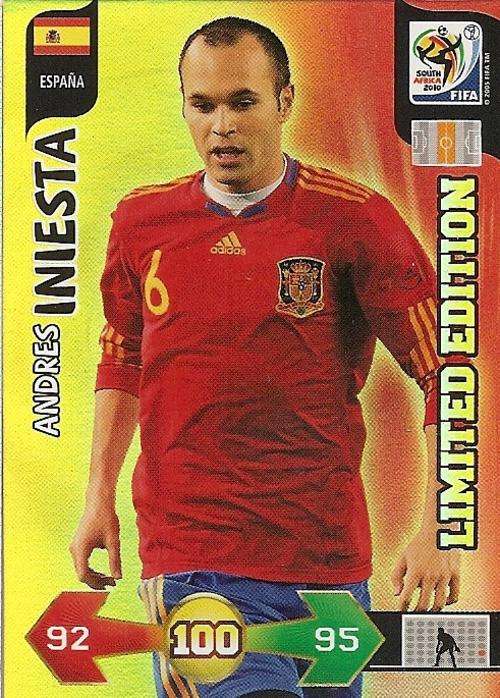 ANDRES INIESTA - PANINI FIFA WORLD CUP 2010 SOUTH AFRICA - `LIMITED EDITION` TRADING CARD