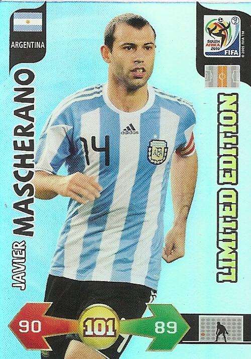 FIFA 2010 ADRENALYN XL - JAVIER MASCHERANO LIMITED EDITION CARD