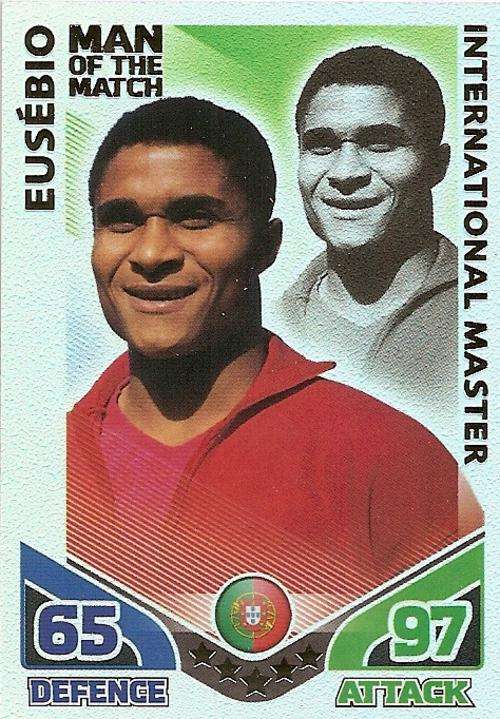 EUSEBIO - MATCH ATTAX WORLD CUP LEGENDS 2010 - INTERNATIONAL MASTER `M/MATCH` TRADING CARD