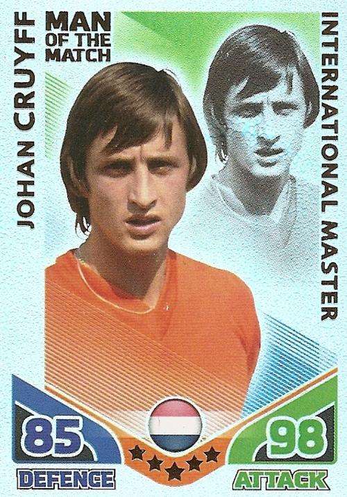 JOHANN CRUYFF - MATCH ATTAX WORLD CUP LEGENDS 2010 - INT. MASTER `M/MATCH` TRADING CARD
