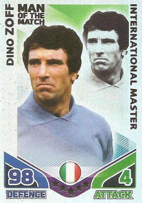 DINO ZOFF (Italy)- MATCH ATTAX WORLD CUP LEGENDS 2010 - INT. LEGEND `M/MATCH` TRADING CARD