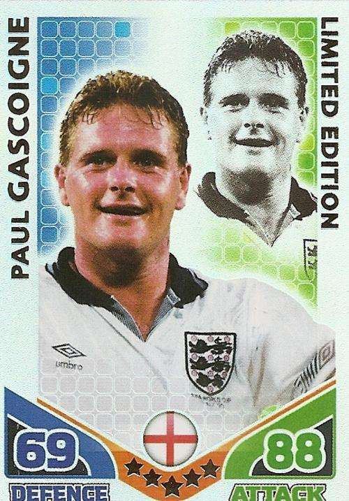 PAUL GASCOINE - MATCH ATTAX WORLD CUP 2010 - `LIMITED EDITION` FOIL TRADING CARD