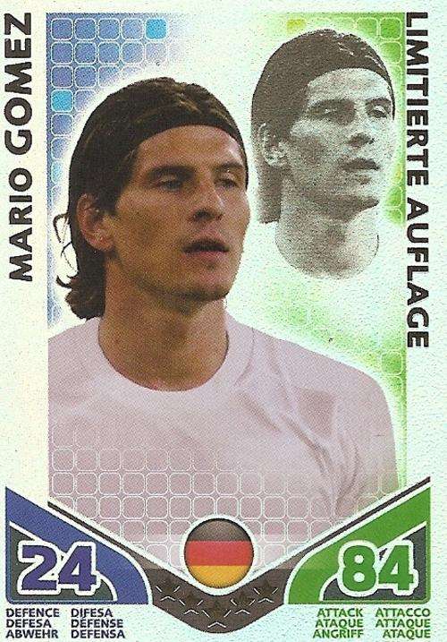 MARIO GOMEZ - MATCH ATTAX WORLD CUP 2010 - `RARE` `LIMITED EDITION` TRADING CARD - GERMAN VERSION