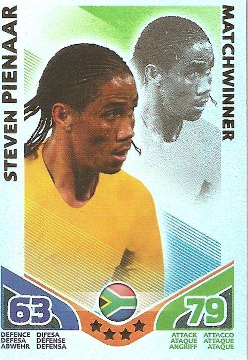 STEVEN PIENAAR - TOPPS MATCH ATTAX `FIFA WORLD CUP 2010` -  `MATCHWINNER` CARD - GERMAN VERSION