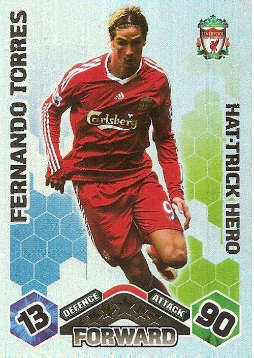 FERNANDO TORRES - MATCH ATTAX EXTRA 2009/10 - `Hat Trick Hero` FOIL TRADING CARD